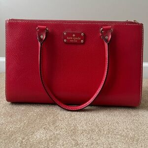 Stunning Like New Red Leather Multi-Zipper Kate Spade Bag